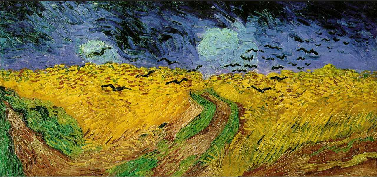In one of Van Gogh's last paintings before his death, many have suspected the appearance of crows in this painting "Wheatfield with Crows" to signify his troubled mind.